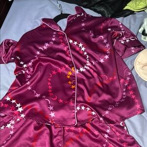 Women's Starry Night Satin Pajama Set - Pink